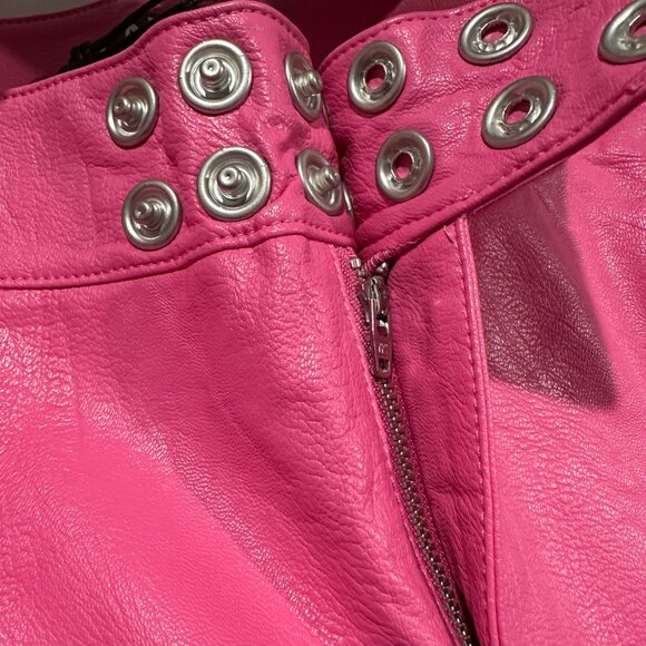 I. AM. GIA Reika Pink Faux Leather Pants XS Flared Mid Waist Y2K - Picture 11 of 15